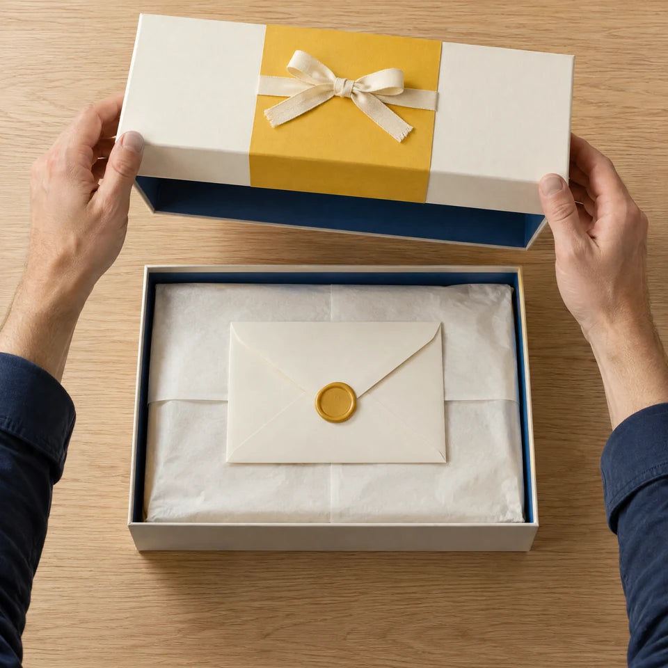 Hands opening the keepsake box
