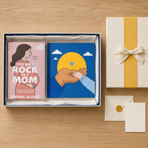 Everything in The Keepsake Box, laid out on a wooden table