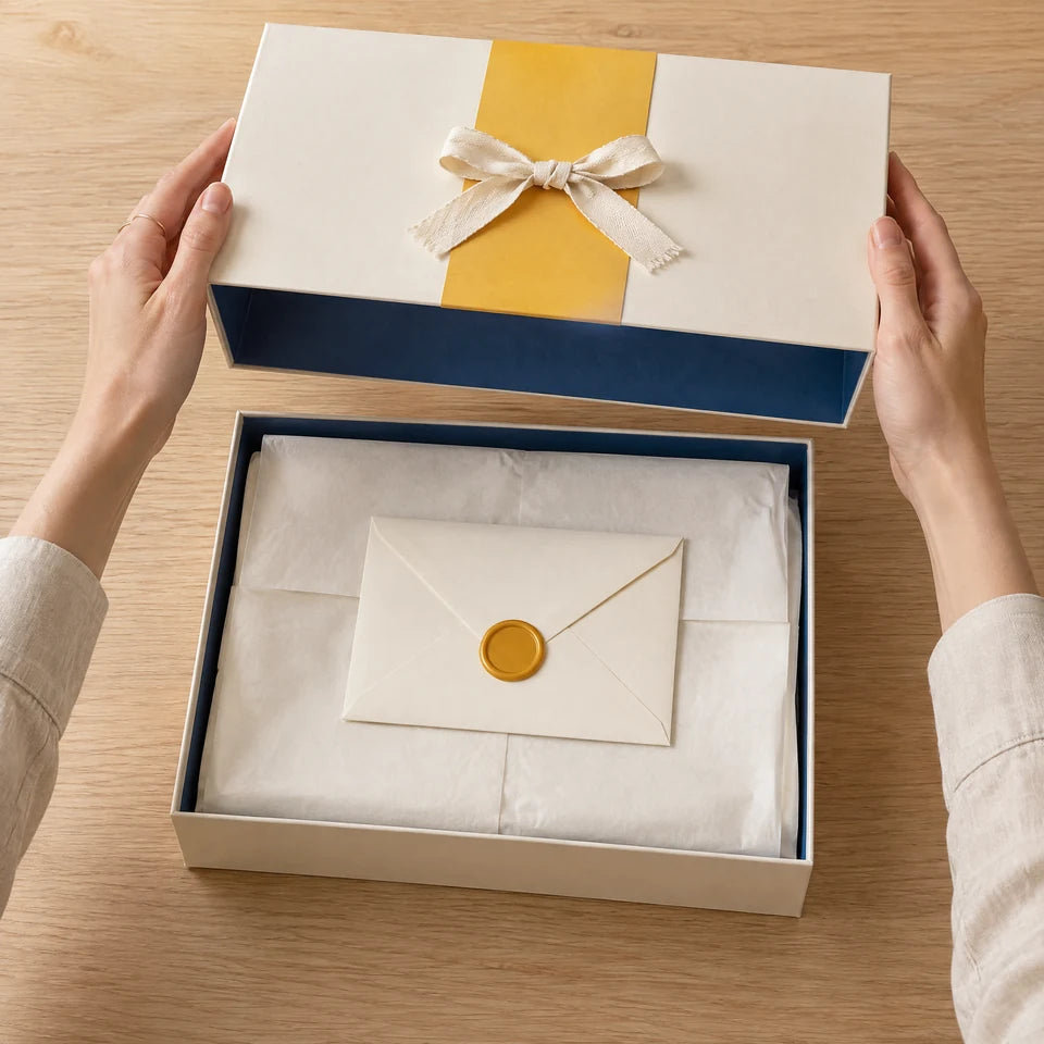 Hands opening the keepsake box