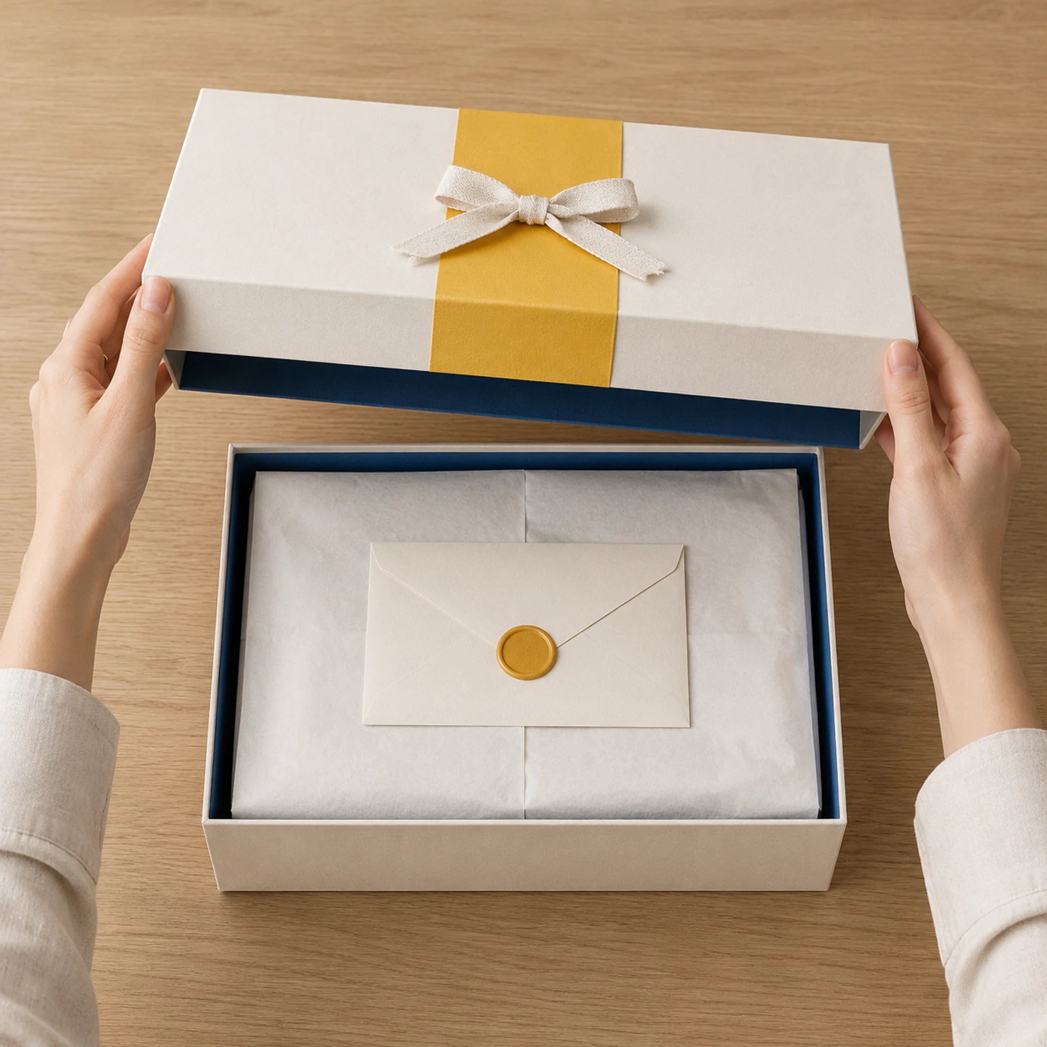 Hands opening the keepsake box