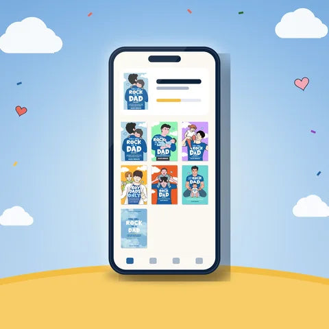 A phone showing all six Dad eBooks and the journal